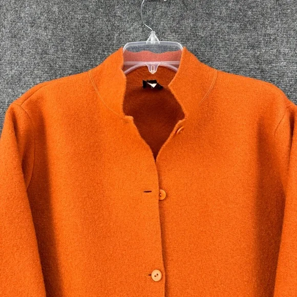 Eileen Fisher Orange Boiled Wool Blazer Women’s Large Minimalist Quiet Luxury - Picture 2 of 9